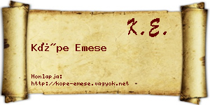 Köpe Emese névjegykártya